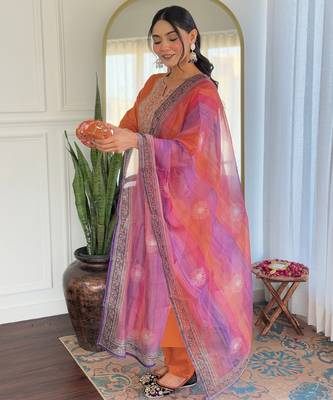  embridered orange kurta set 2