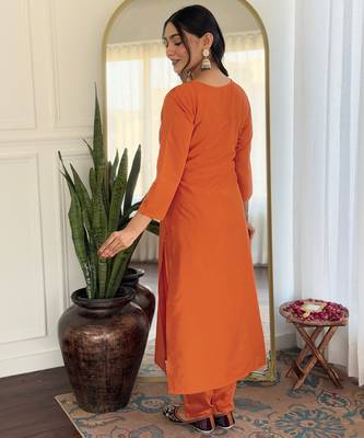  embridered orange kurta set 3