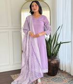 lavender printed kurta set