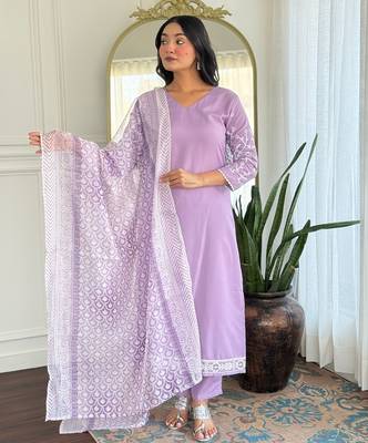 lavender printed kurta set 5