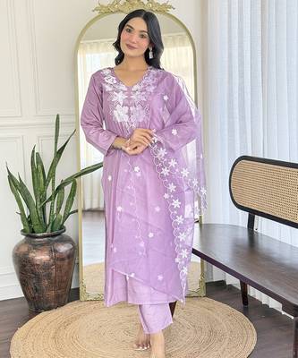 Lavender printed kurta set 1