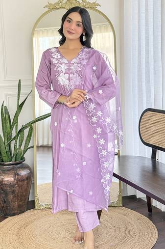 Lavender printed kurta set