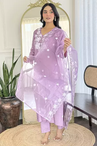 Lavender printed kurta set