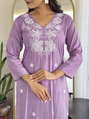 Lavender printed kurta set 4