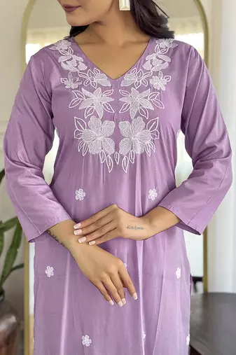 Lavender printed kurta set