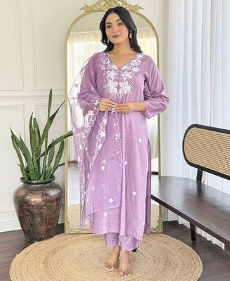 Lavender printed kurta set 5