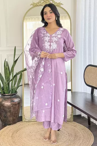 Lavender printed kurta set