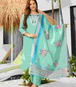 sky viscose embroidered straight kurta set with pant & organza jacquard printed dupatta     ethnic wear