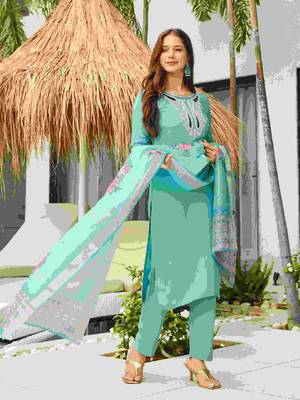 sky viscose embroidered straight kurta set with pant & organza jacquard printed dupatta     ethnic wear 2