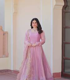 pink gown with embroidered dupatta