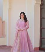 pink gown with embroidered dupatta