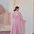 Aura pink fendy chiffon gown with embroidered dupatta