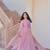 Aura pink fendy chiffon gown with embroidered dupatta