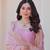 Aura pink fendy chiffon gown with embroidered dupatta