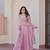 Aura pink fendy chiffon gown with embroidered dupatta