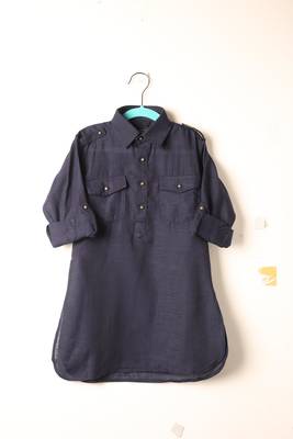 Blue linen pathani set for boys 3
