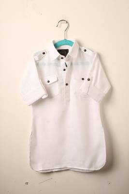 White woven pathani set for boys 4
