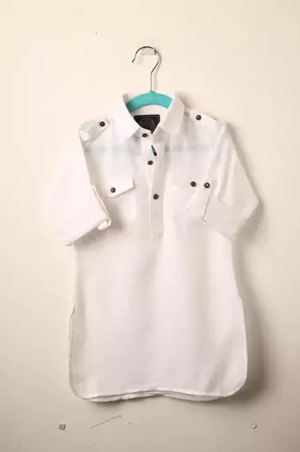 White woven pathani set for boys
