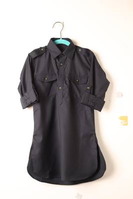 Navy blue textile pathani set for boys 2