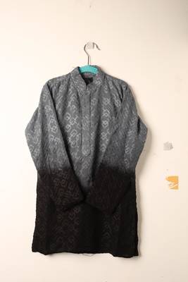 Grey chikankari kurta set for boys 4