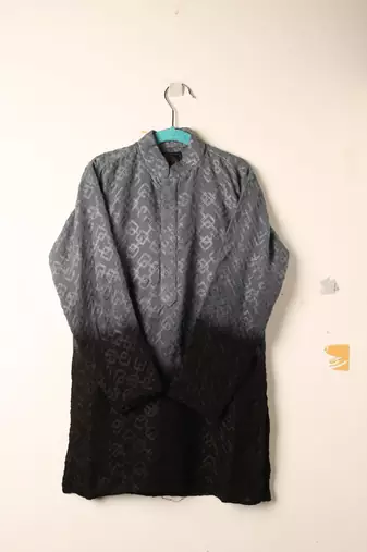 Grey chikankari kurta set for boys