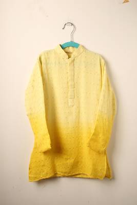 Yellow chikankari kurta set for boys 3
