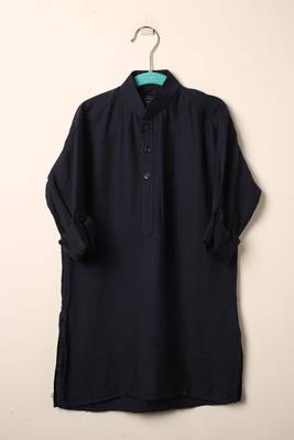 Blue viscose kurta bandi set for boys 4