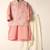 Pink embroidered kurta bandi set for boys