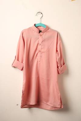 Pink embroidered kurta bandi set for boys 3