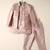 Pink embroidered open jacket indo western set for boys