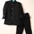 Black embroidered open jacket indo western set for boys