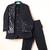 Blue embroidered open jacket indo western set for boys