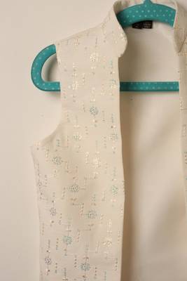 White embroidered kurta bandi set for boys 3