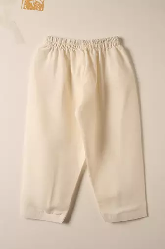 White embroidered kurta bandi set for boys