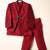Red embroidered indo western set for boys