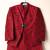 Red embroidered indo western set for boys