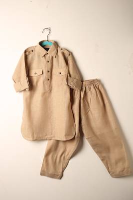 Fawn linen pathani set for boys 2
