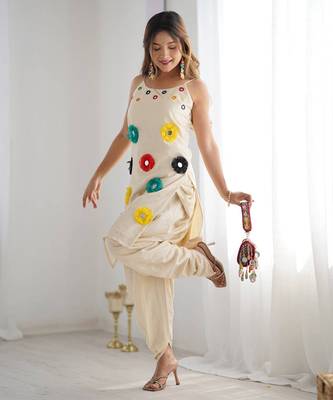Cream khadi cotton dhoti set 1