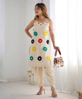 Cream khadi cotton dhoti set 3