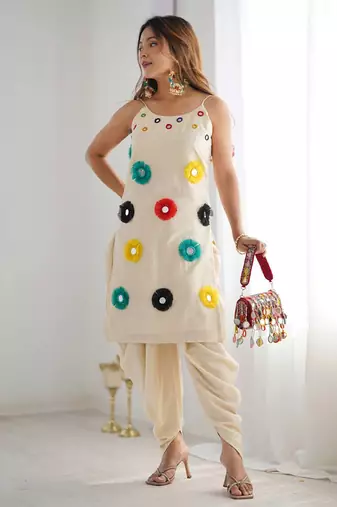 Cream khadi cotton dhoti set