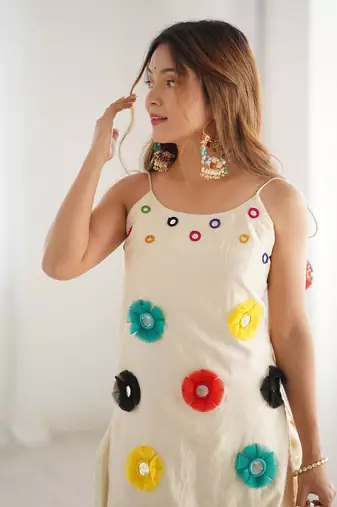 Cream khadi cotton dhoti set