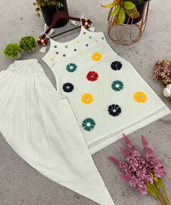 Cream khadi cotton dhoti set 5