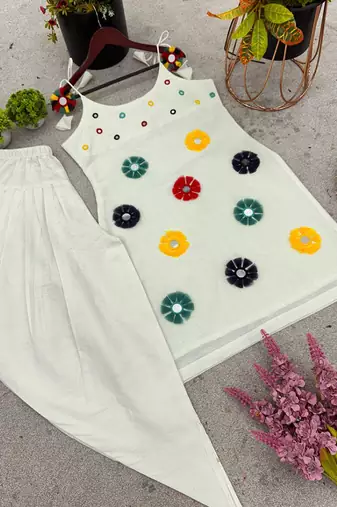 Cream khadi cotton dhoti set
