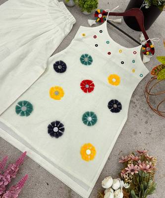 Cream khadi cotton dhoti set 6