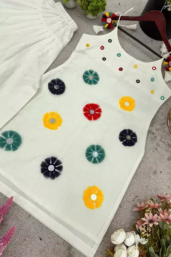 Cream khadi cotton dhoti set