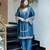 Teal blue chiffon embroidered suit set