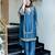 Teal blue chiffon embroidered suit set