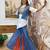 Women's pure cotton embroidered shirt, pure cotton jeans palazzo & koti set     mirror & lace work