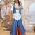 Women's pure cotton embroidered shirt, pure cotton jeans palazzo & koti set     mirror & lace work