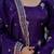Women's gold crush fabric embroidered purple kurta, sharara & dupatta set